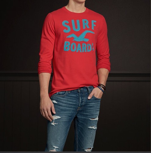 Hollister Hombres De Cuello Redondo Largo Remera HCO3788